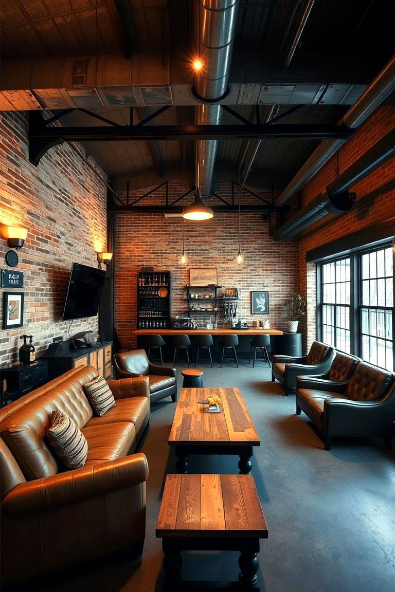 Industrial Style Man Cave - 24 Man Cave Design Ideas