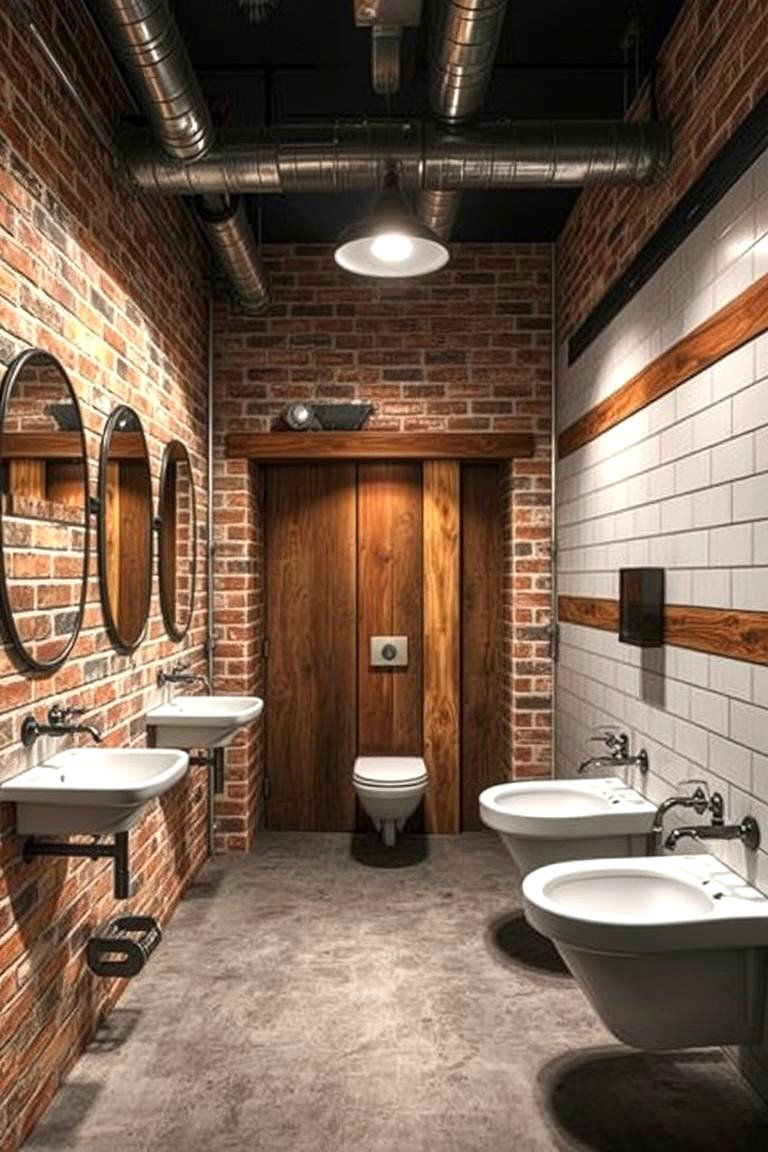 Industrial Style Restrooms - 24 Restaurant Bathroom Ideas