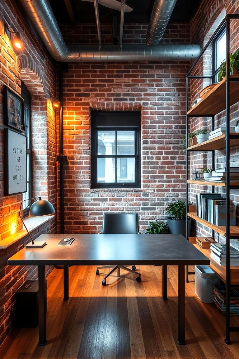Industrial Style Workspace - 24 Study Room Ideas