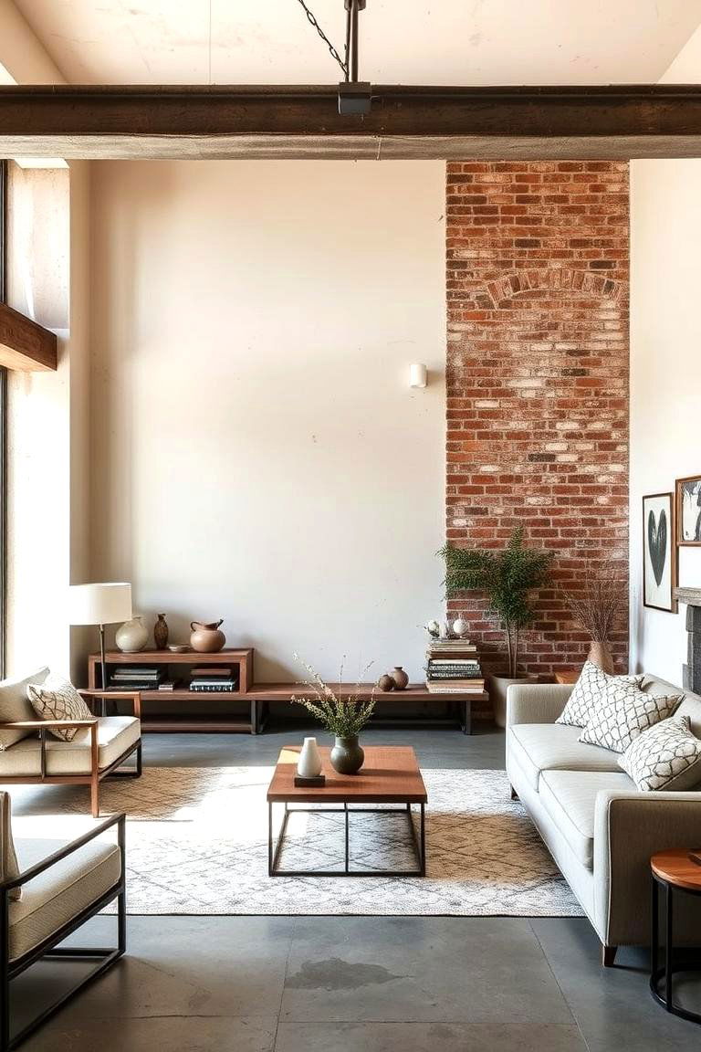 Industrial Style with Cream - 24 Cream Living Room Ideas
