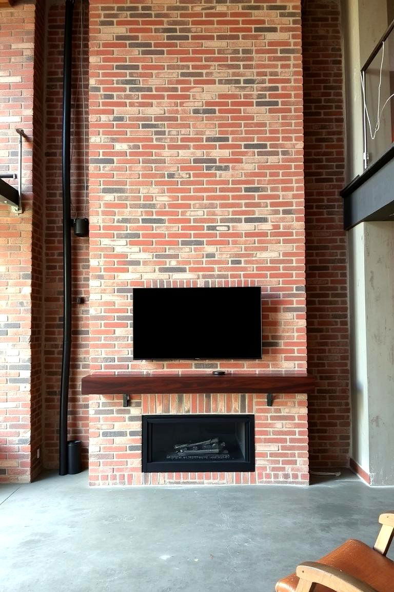 Industrial Style with Exposed Elements - 24 Linear Fireplace Ideas With Tv Above