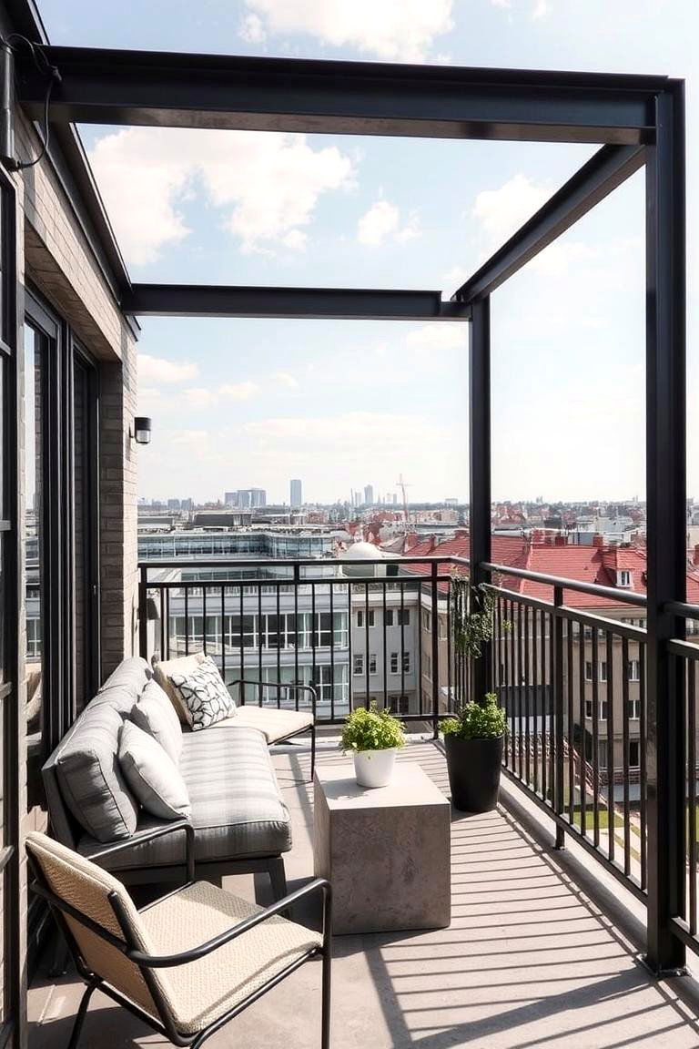 Industrial Style with Steel Railings - 24 French Balcony Ideas