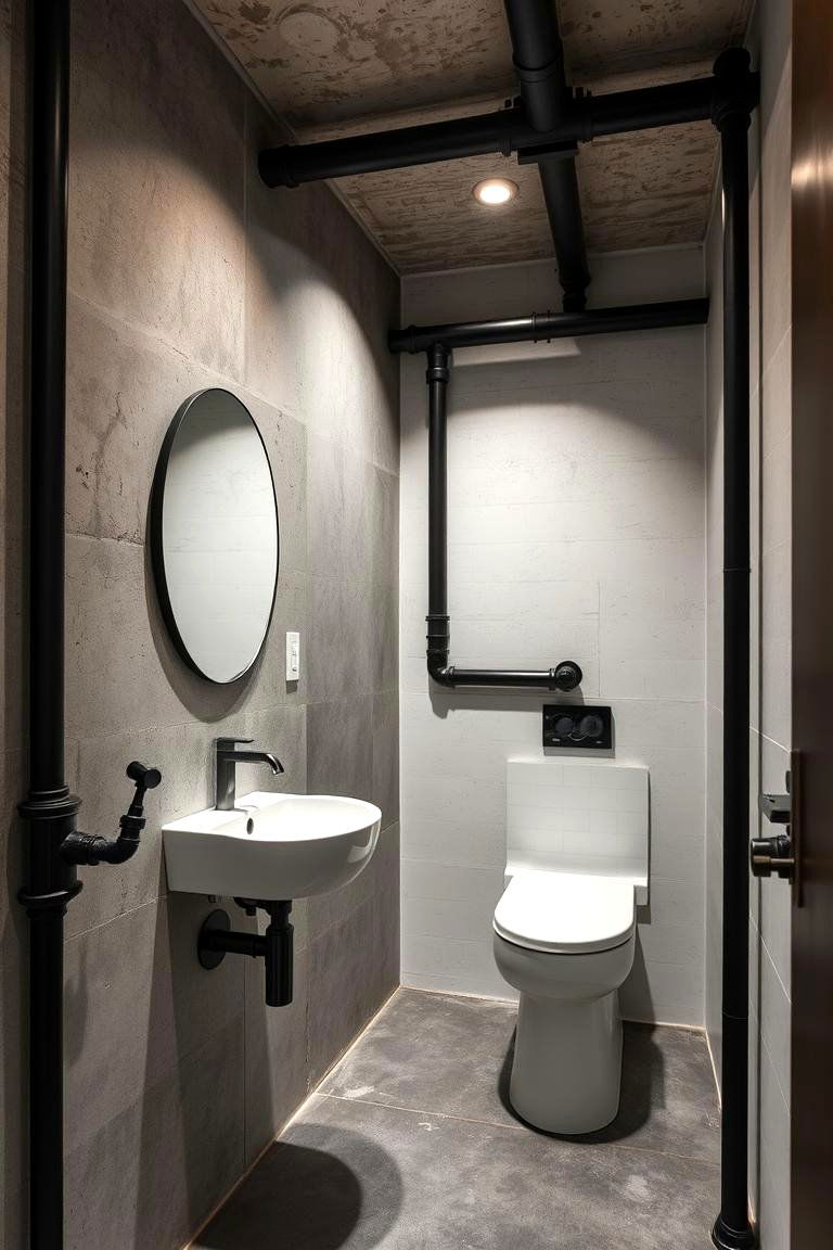 Industrial Touch - 24 Black and White Powder Room Ideas