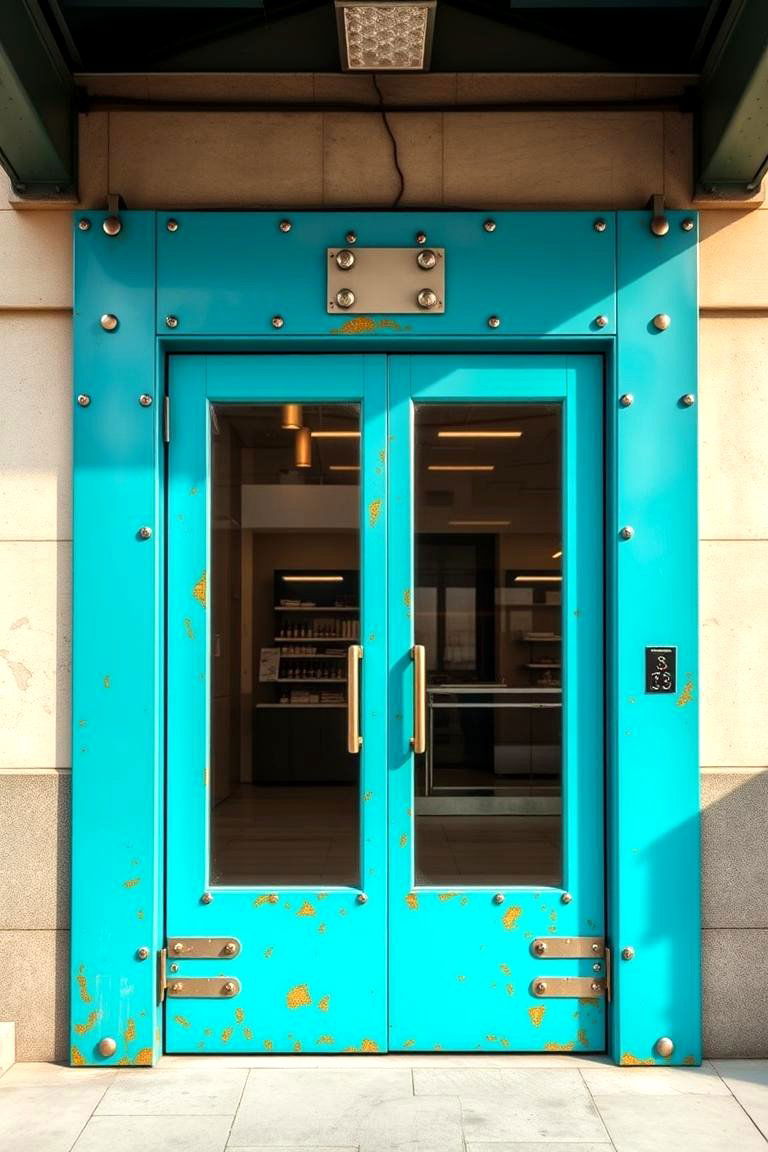 Industrial Turquoise Touch - 24 Turquoise Front Door Ideas