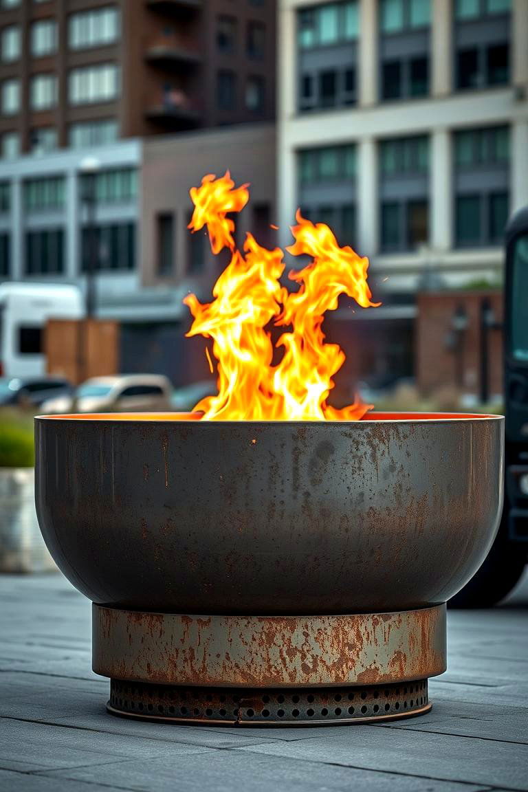 Industrial Upcycled Rim Fire Pit - 24 Truck Rim Fire Pit Ideas