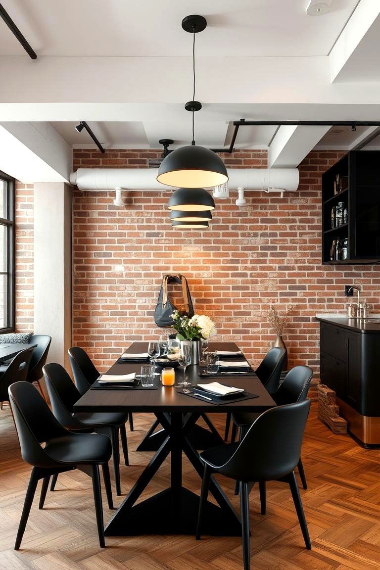 Industrial Vibes with Exposed Brick - 24 Moody Dining Room Ideas