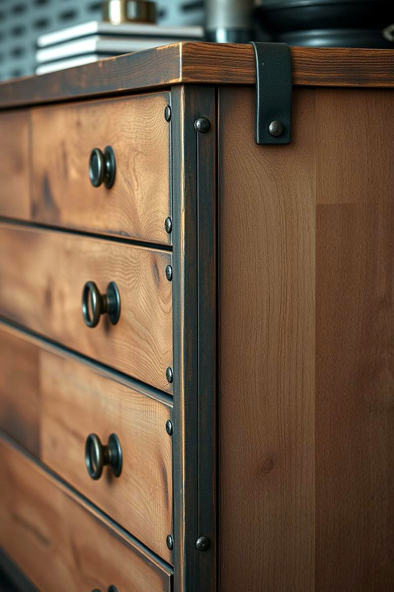Industrial Vintage Dresser Style - 24 Steampunk Bedroom Ideas
