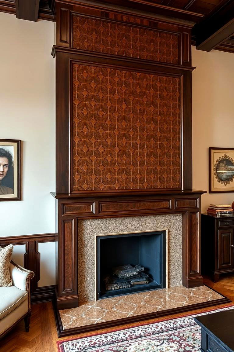 Inlaid Wood Mantel - 24 Wood Mantel Ideas