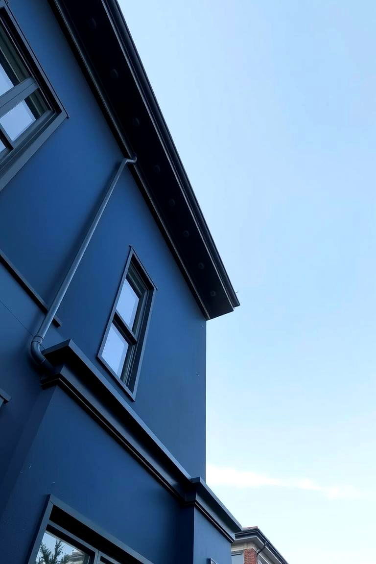Innovative Architectural Detailing - 24 Dark Blue House With Black Trim