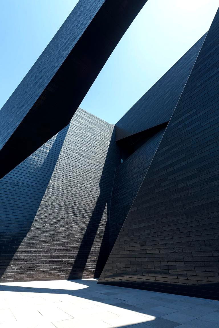 Innovative Black Brick with Futuristic Lines - 24 Black Brick House Exteriors