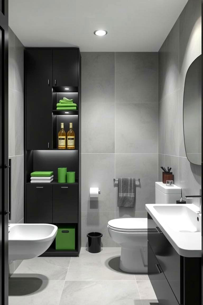 Innovative Black and Green Storage Solutions - 24 Black and Green Bathroom Ideas