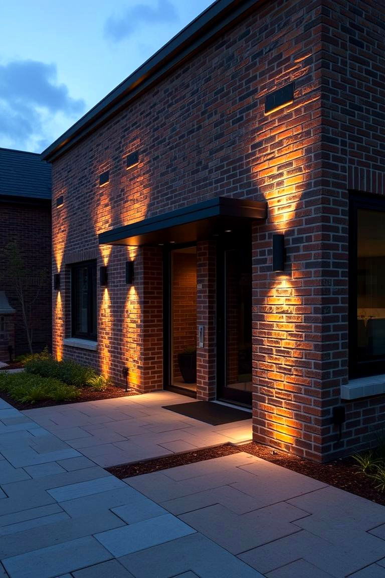 Innovative Brick Lighting Designs - 24 Brown Brick Exterior Home Ideas