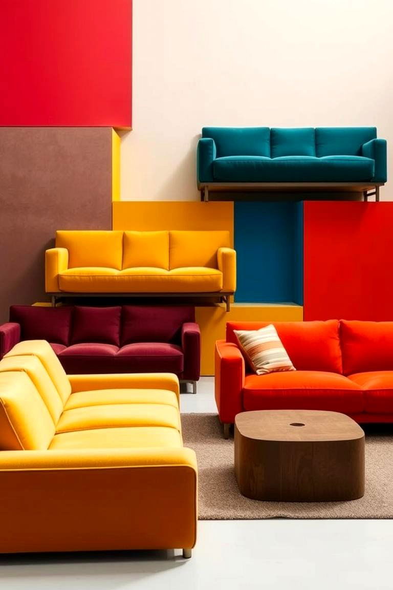 Innovative Color Blocking - 24 Mismatched Sofas in Living Room Ideas