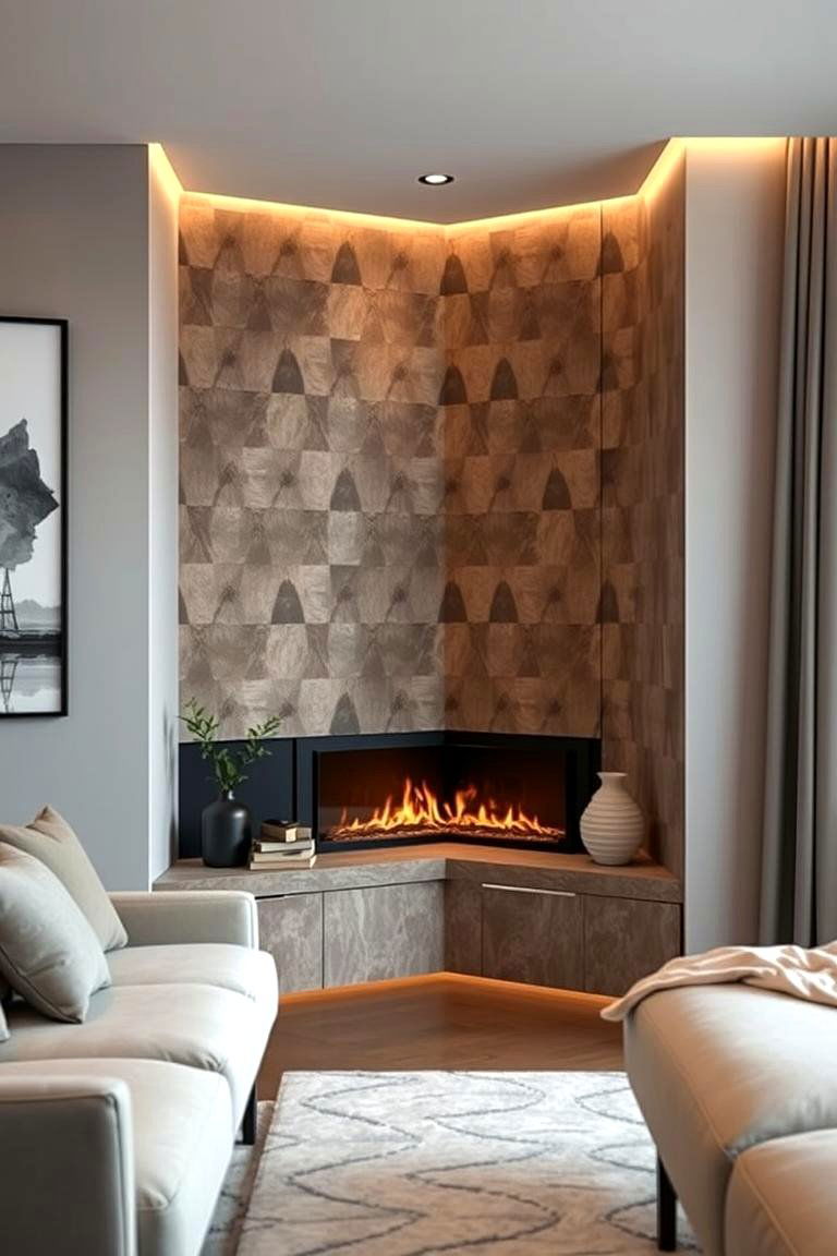 Innovative Corner Fireplace Design - 24 Small Living Room Fireplace Ideas