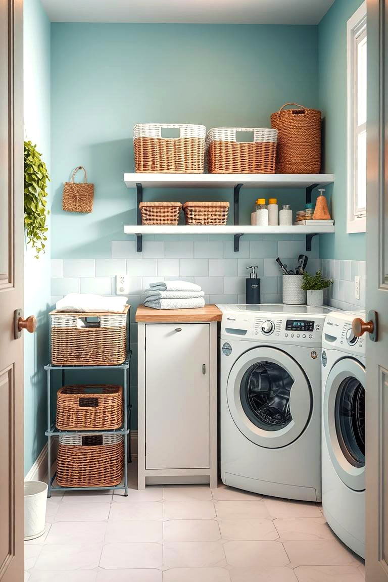 Innovative Corner Laundry Storage - 24 Laundry Basket Storage Ideas