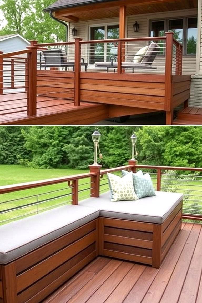 Innovative Integrated Seating - 24 Horizontal Deck Railing Ideas