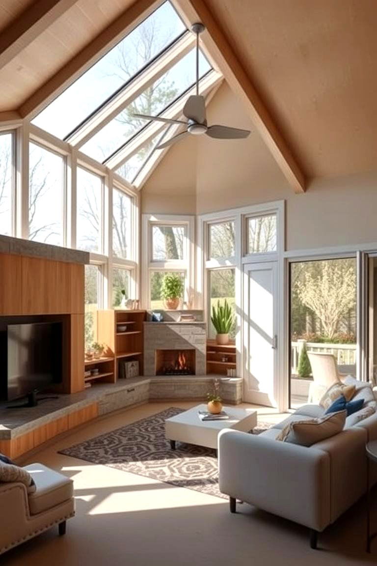 Innovative Layouts for Creative Living - 24 Sunroom With Fireplace