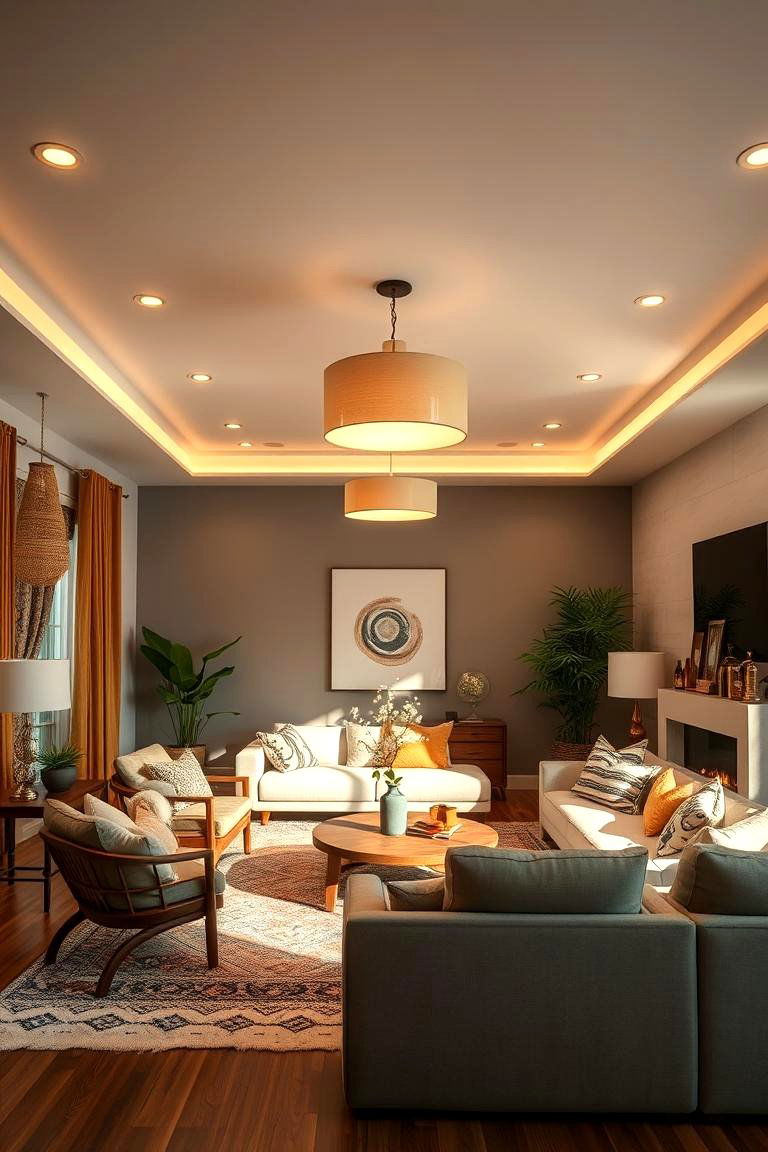 Innovative Lighting Layers - 24 Black Boho Living Room Ideas