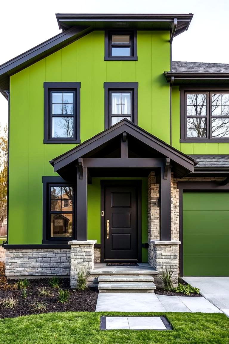 Innovative Material Use - 24 Green House Exterior With Black Trim