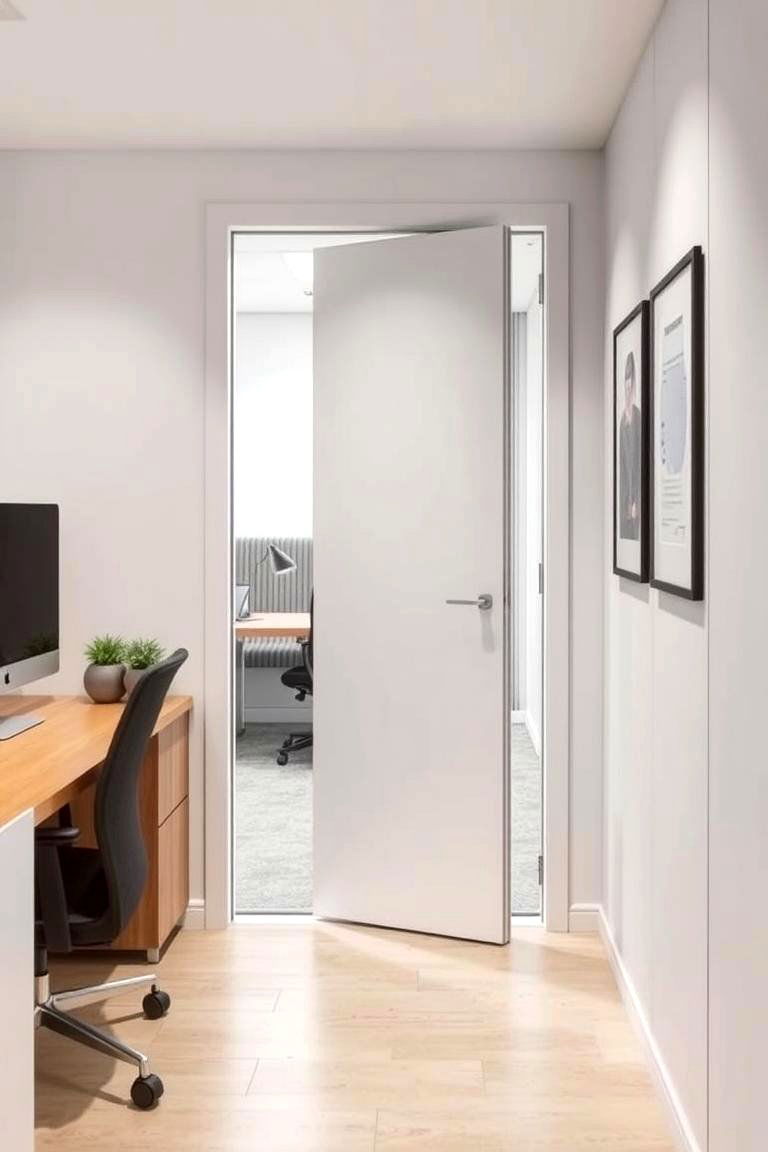 Innovative Space Saving Pivot Door - 24 Home Office Door Ideas