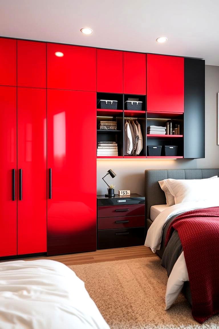 Innovative Storage Solutions - 24 Red and Black Bedroom Ideas