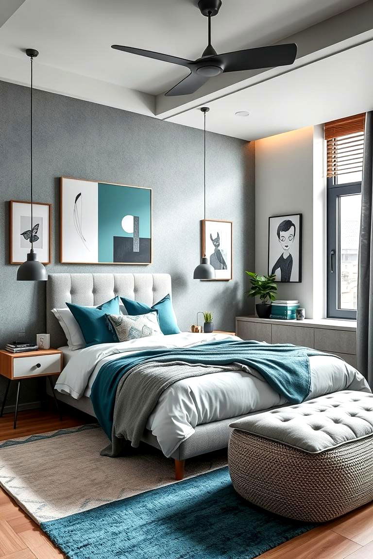 Innovative Teal and Grey Fusion - 24 Teal and Grey Bedroom Ideas