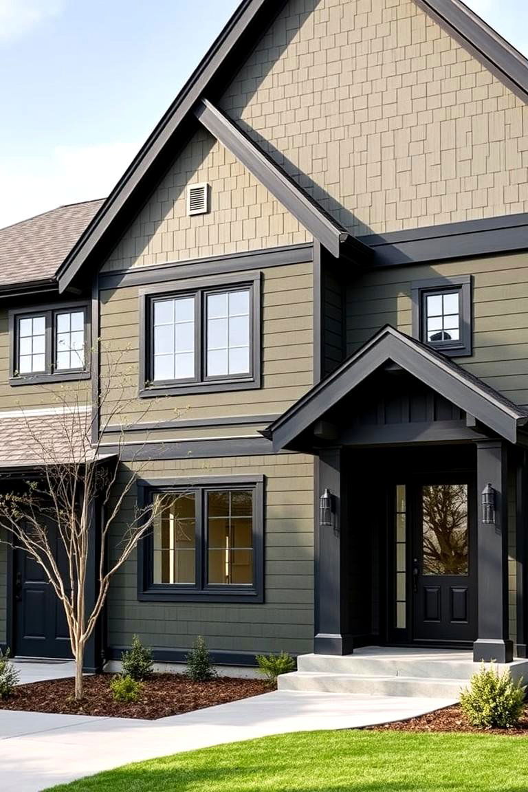 Innovative Visual Impact - 24 Dark Olive Green House With Black Trim