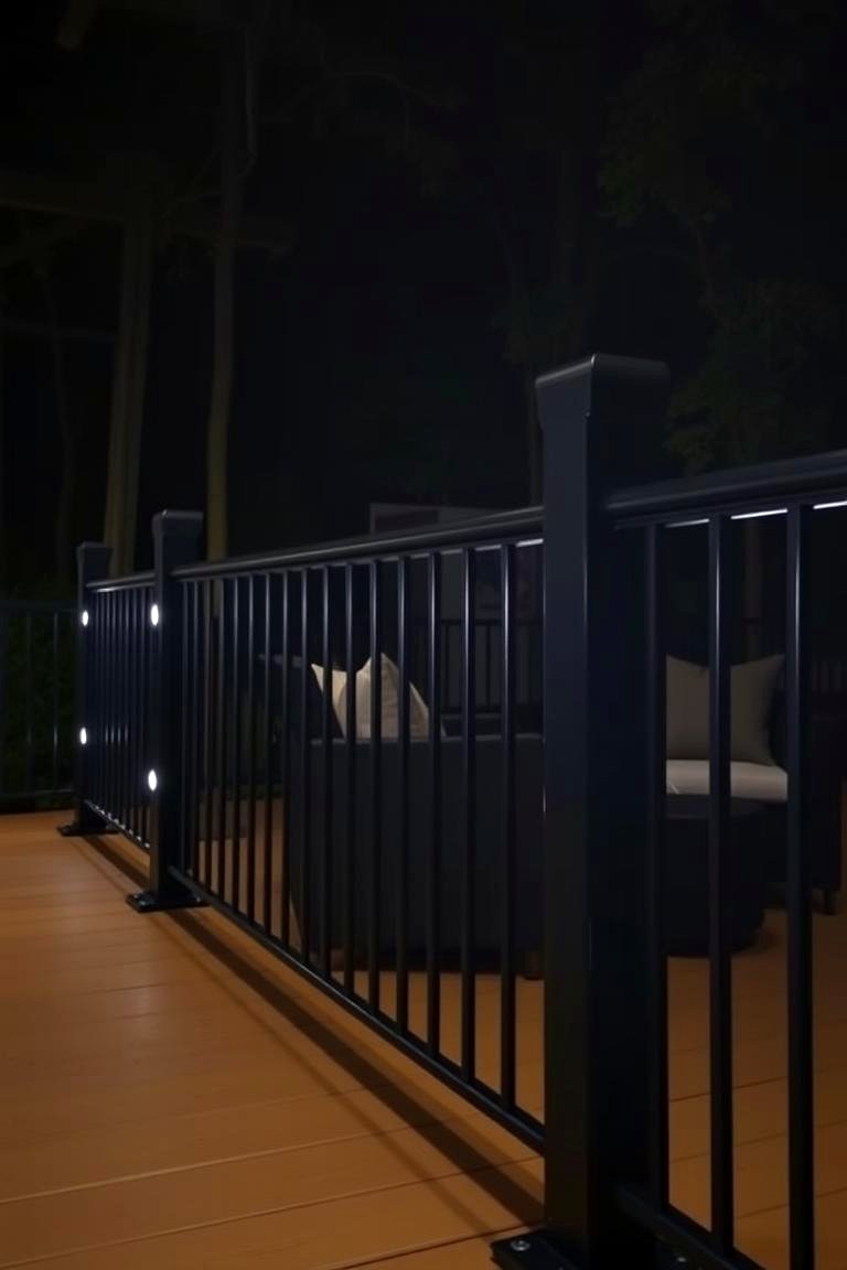 Inset Lighting in Metal Railing Posts - 24 Metal Deck Railing Ideas