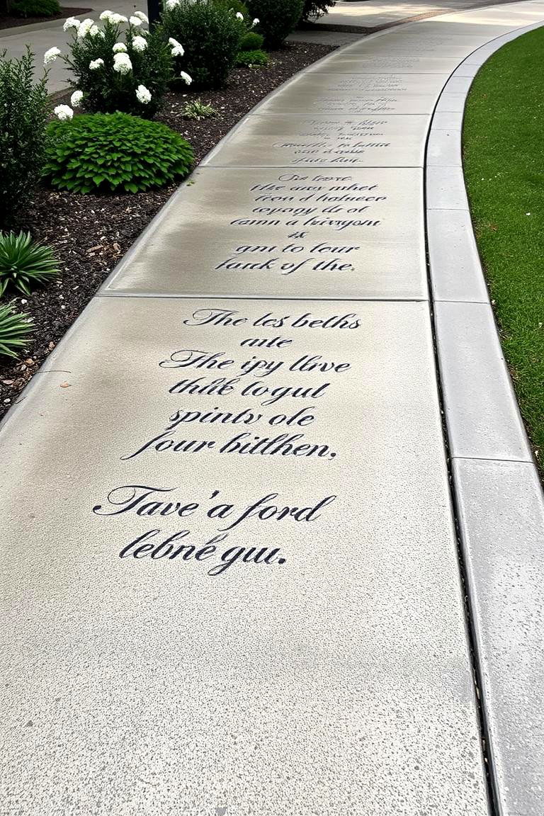 Inspirational Quote Accents - 24 Concrete Walkway Painting Ideas