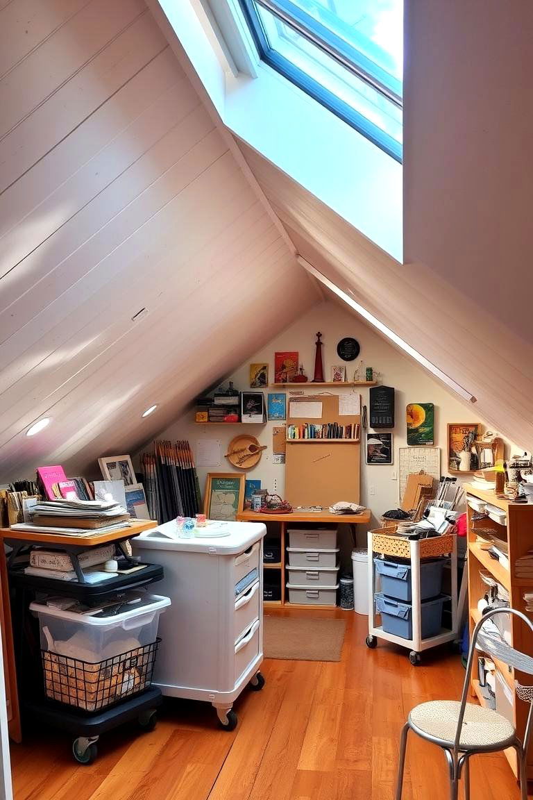 Inspiring Artists Studio with Slanted Ceilings - 24 Low Ceiling Small Attic Room Ideas
