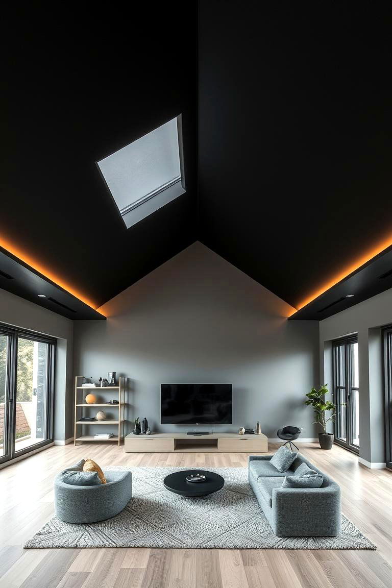 Inspiring Contemporary Retreat - 24 Black Ceiling With Grey Walls