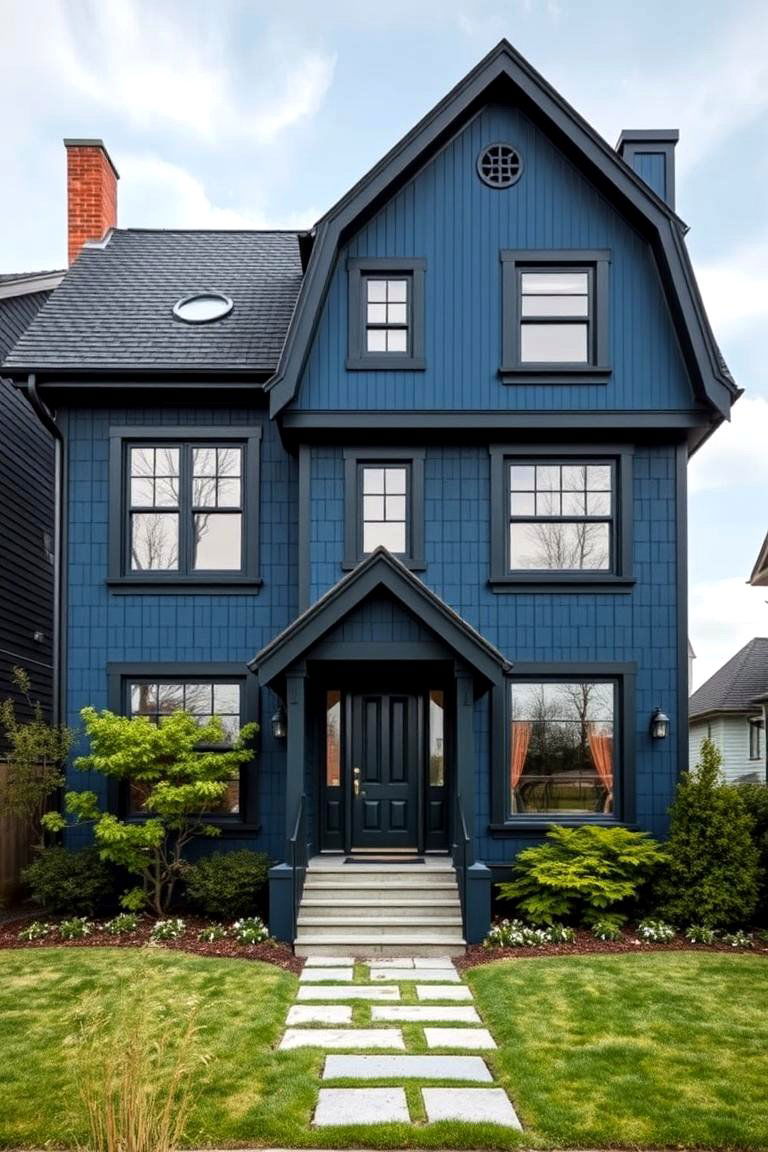 Inspiring Creative Spaces - 24 Dark Blue House With Black Trim