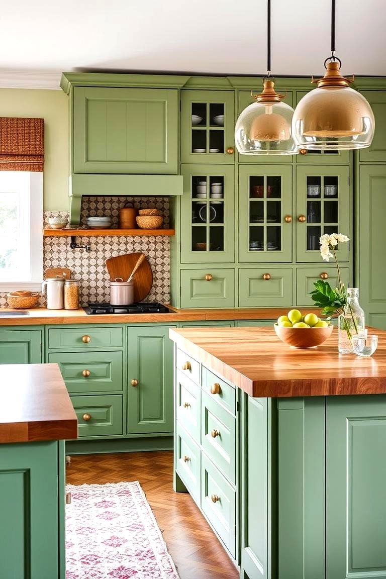 Inspiring Culinary Creativity - 24 Sage Green Kitchen Cabinets With Butcher Block Countertops