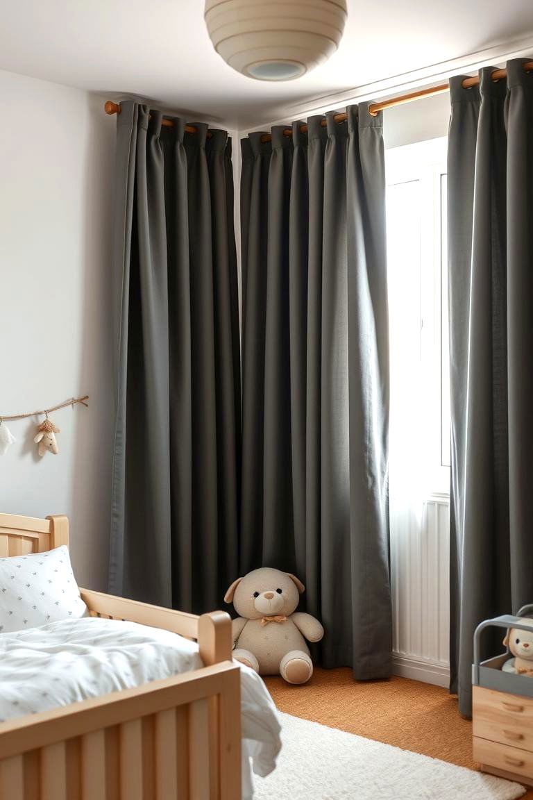Install Blackout Curtains Made from Natural Fibers - 24 Green Nursery Ideas