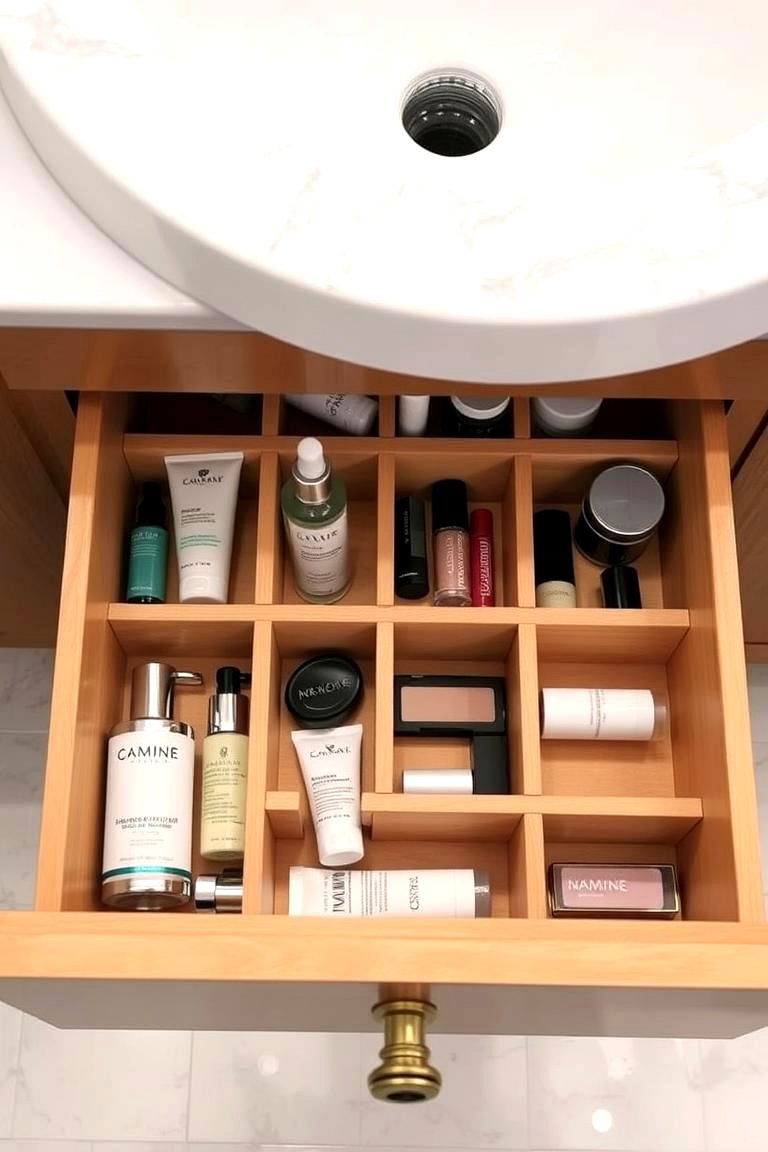 Install Custom Drawer Inserts - 24 Bathroom Drawer Organization Ideas