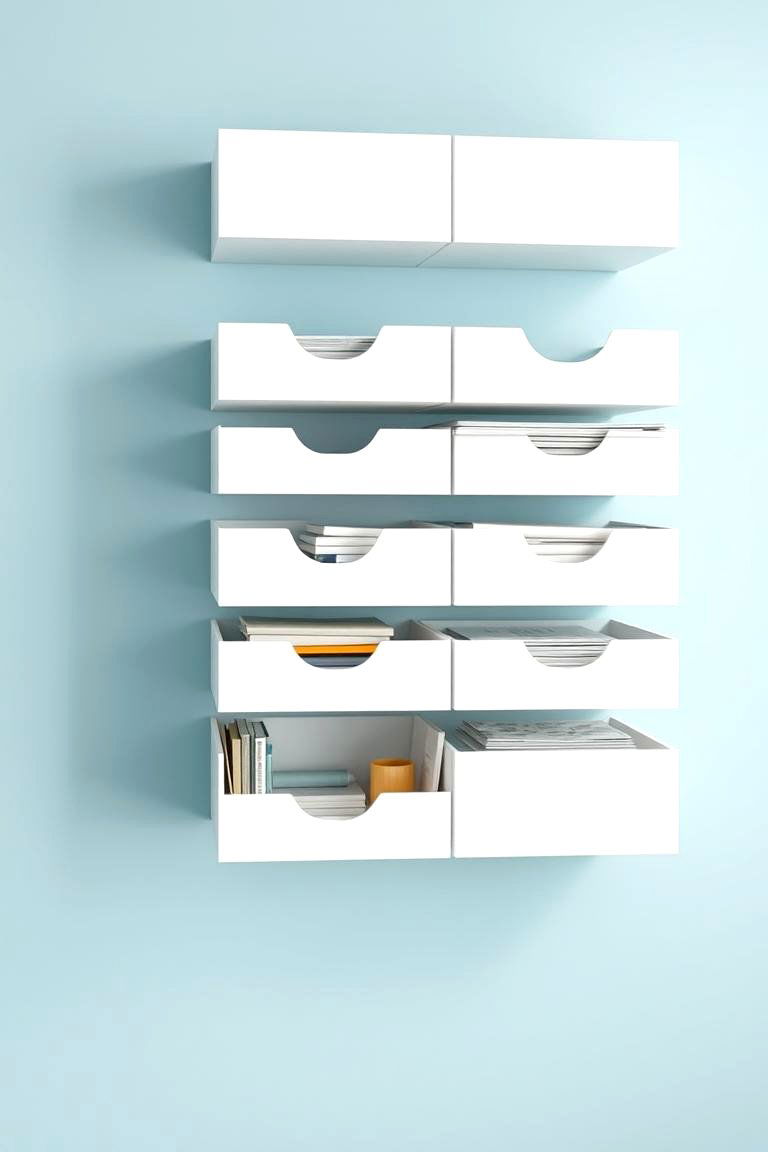 Install Floating Drawers for a Minimalist Look - 24 Office Storage Ideas