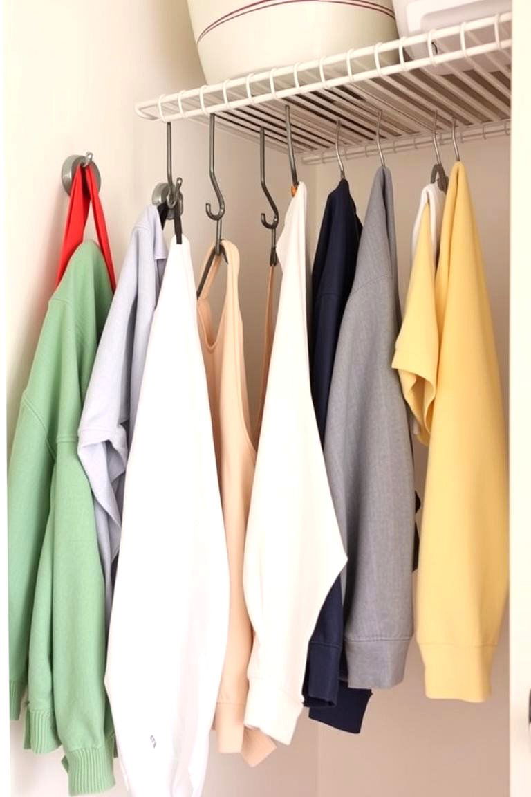 Install Hooks for Hanging Clothes - 24 Laundry Room Storage Ideas