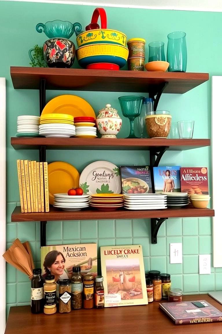 Install Open Shelving - 24 Mexican Kitchen Ideas