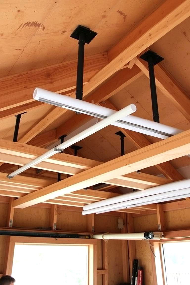 Install Overhead Storage Racks - 24 Shed Organization Ideas