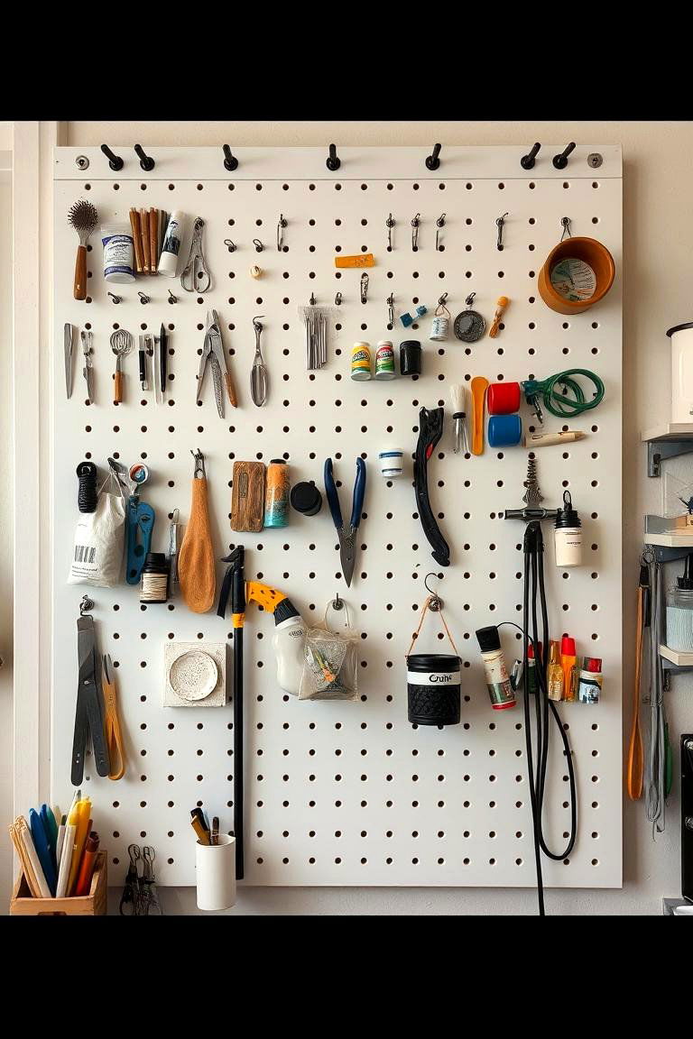 Install Pegboards for Versatile Organization - 24 Office Storage Ideas