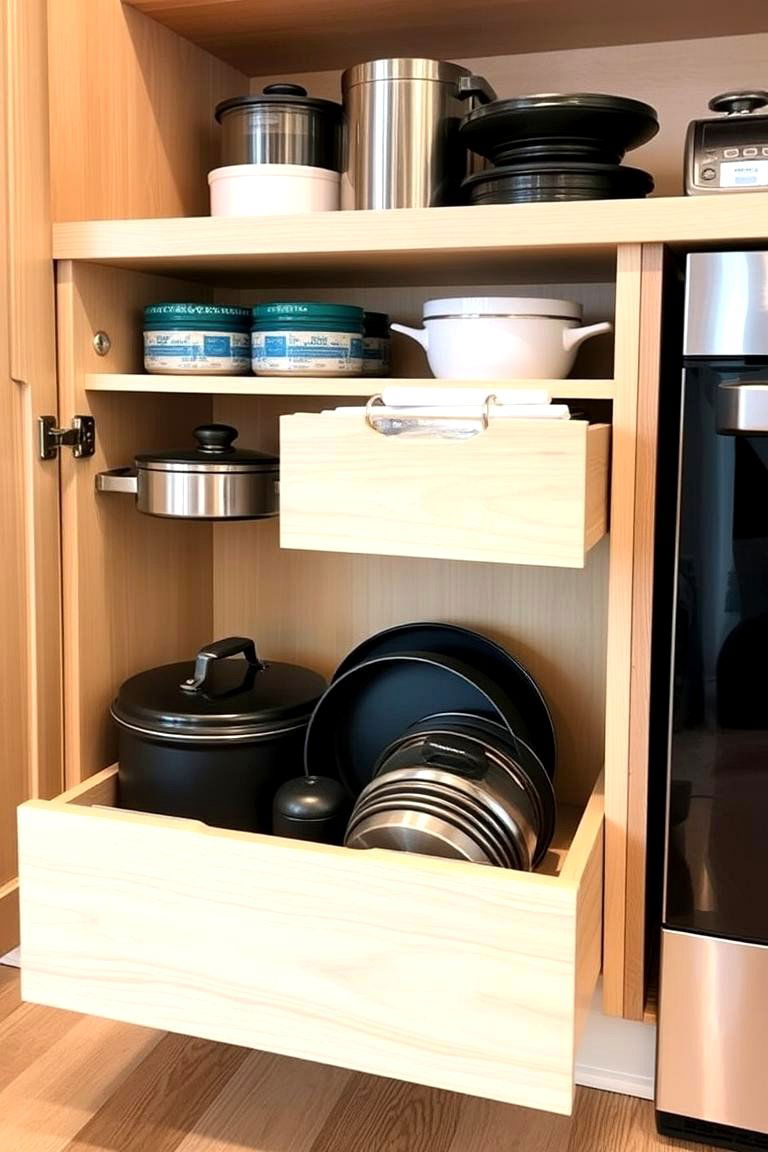 Install Pull Out Drawers in Base Cabinets - 24 Small Galley Kitchen Ideas on a Budget