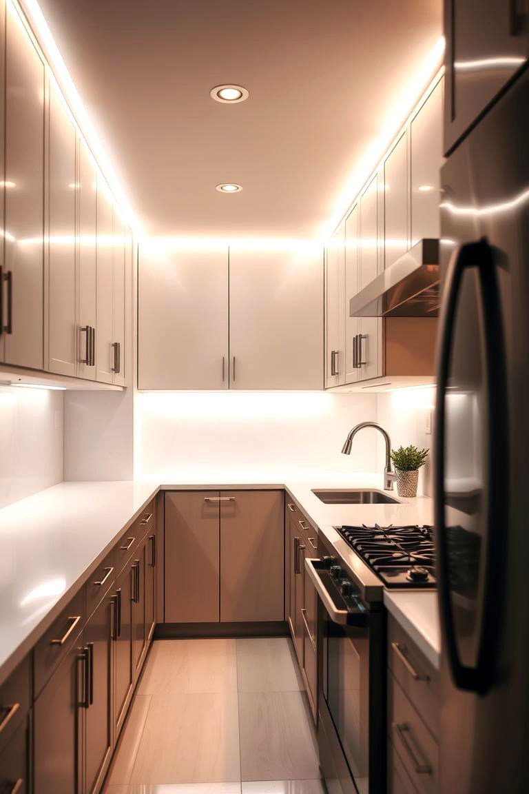 Install Under Cabinet Lighting - 24 Small Galley Kitchen Ideas on a Budget