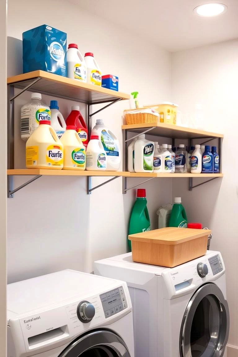 Install Wall Mounted Shelves - 24 Laundry Room Storage Ideas