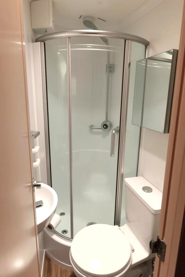 Install a Compact Bathroom - 24 One Room Cabin Interior Design Ideas