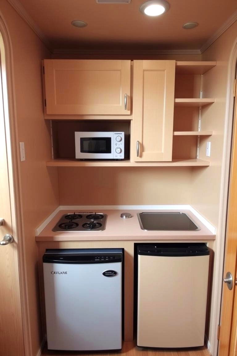 Install a Compact Kitchenette - 24 One Room Cabin Interior Design Ideas