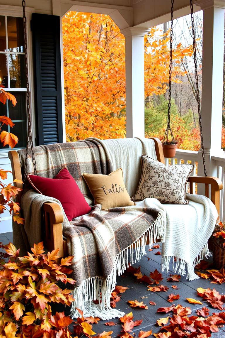 Install a Fall Porch Swing - 24 Fall Porch Decor Ideas