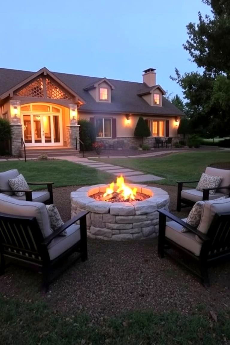 Install a Fire Pit for Warmth and Ambience - 24 Curb Appeal Inspiration for Ranch Homes