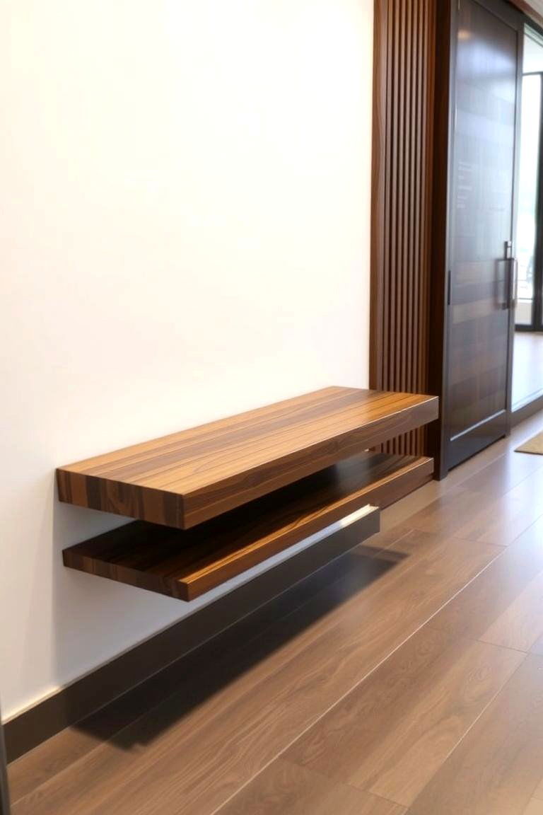 Install a Floating Bench - 24 Foyer Decor Ideas