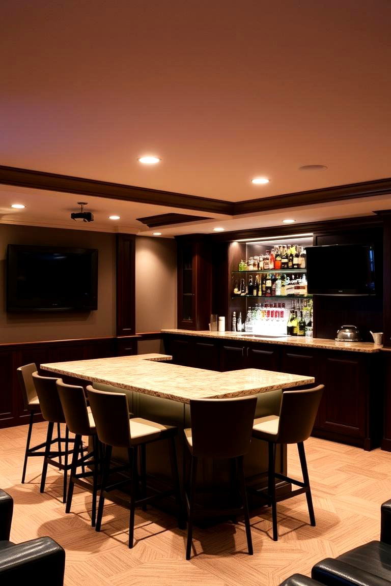 Install a Full Bar and Lounge Area - 24 Basement Home Theater Ideas