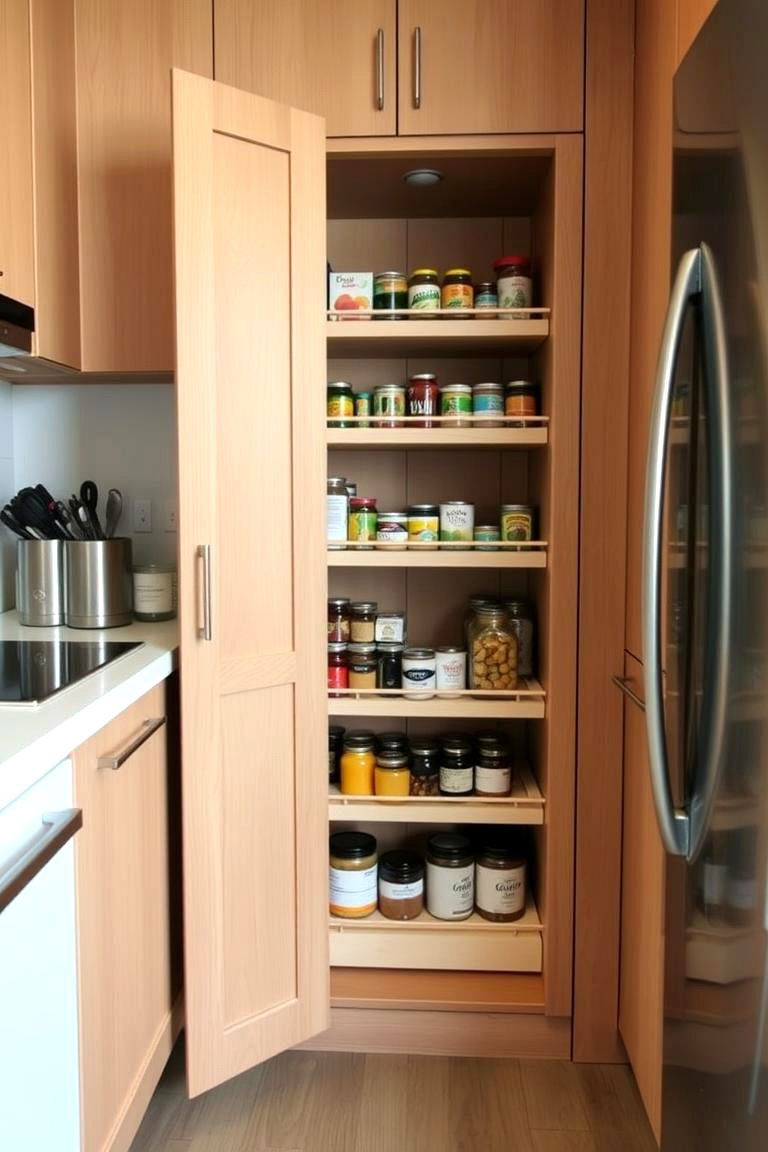 Install a Pull Out Pantry - 24 Small Apartment Storage Ideas